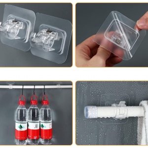 Set 4 suporturi multifunctionale de fixare cu adeziv acrilic, awwaline, transparente, ideale pentru agatat si suspendat obiecte - Img 5