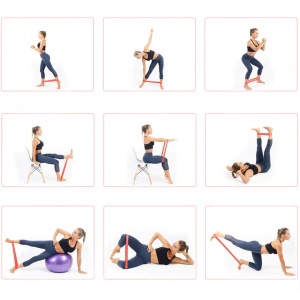 Set 5 benzi elastice rezistenta din latex, awwaline®, pentru antrenament sala, fitness, yoga, pilates, gimnastica de recuperare, 5 niveluri de dificultate - Img 7