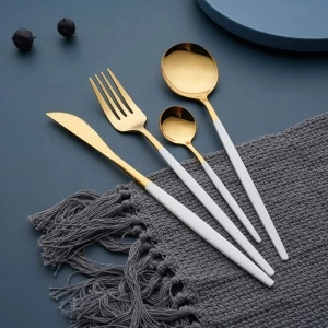 Set tacamuri 24 piese stil portughez, awwaline, alb, otel inoxidabil - Img 2