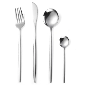 Set tacamuri 24 piese stil portughez, awwaline, argintiu, otel inoxidabil
