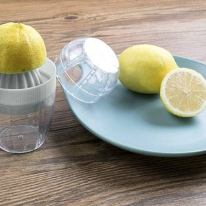 Storcator citrice manual cu recipient, awwaline, gri, plastic, filtru pentru pulpa, usor de curatat, portabil, 150 ml - Img 2