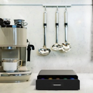 Suport 50 capsule cafea, awwaline, negru, 40x24x6 cm, compatibil Nespresso, Lavazza, Tchibo Cafissimo - Img 5