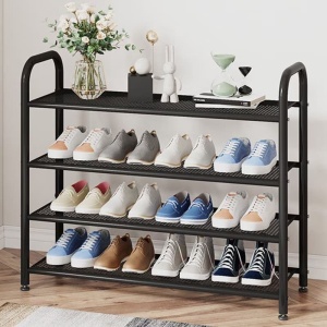 Suport metalic pentru incaltaminte cu 4 etaje, awwaline, negru, 80 x 28 x 75 cm - Img 2