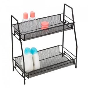 Suport organizator multifunctional cu 2 etaje, awwaline, negru, metalic, ideal pentru condimente, cosmetice - Img 2