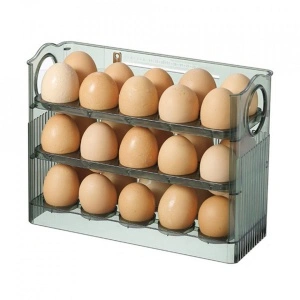 Suport organizator oua pentru frigider, awwaline, verde, capacitate 30 oua, 26 x 10 x 20 cm