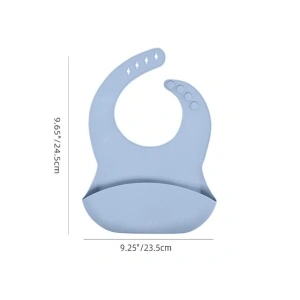 Baveta din silicon cu buzunar, awwaline, gri, BPA free, inchidere ajustabila, buzunar colector larg - Img 5