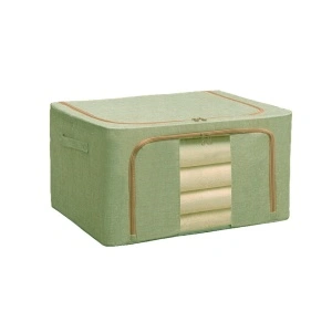 Cutie depozitare pliabila pentru haine, cuverturi, lenjerie de pat, awwaline, verde, cu fereastra frontala, 2 deschideri, 24l, 40x30x20 cm