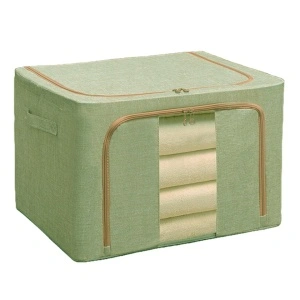 Cutie depozitare pliabila pentru haine, cuverturi, lenjerie de pat, awwaline, verde, cu fereastra frontala, 2 deschideri, 100l, 60x42x40 cm
