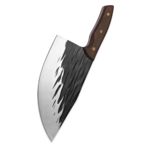 Cutit macelar otel inoxidabil forjat la rece, awwaline, 32 x 9.4 cm, lama 20 cm, Maro, Antiaderent, ideal pentru Dezosat, Filetat - Img 2