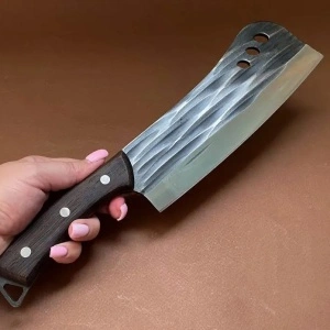 Cutit profesional otel inoxidabil forjat la rece, awwaline, 33 x 7 cm, lama 21 cm, Maro, Antiaderent, ideal pentru Tocat, Dezosat, Filetat, Decojit - Img 5