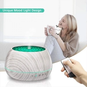Difuzor aromaterapie pentru uleiuri esentiale, awwaline, cu ultrasunete, 1000 ml, timer, 7 culori LED, telecomanda, inchidere automata, White Wood - Img 7