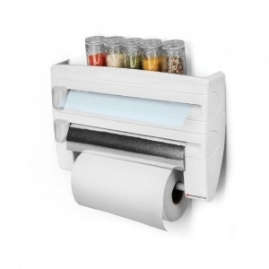Dispenser de bucatarie 4 in 1, awwaline, pentru folie alimentara, rola de hartie, folie de aluminiu si alte accesorii