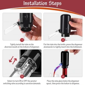 Dispenser si aerator electric pentru sticla vin, awwaline, negru - Img 8