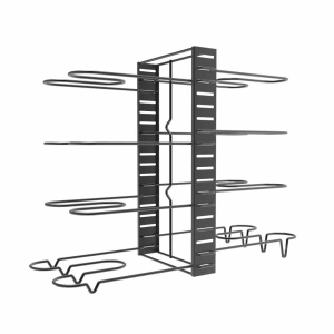 Etajera multifunctionala pentru tigai si capace, neagra, inaltime ajustabila, 8 rafturi - Img 2