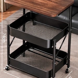 Etajera multifunctionala rabatabila cu 3 nivele, awwaline, neagra, otel carbon + MDF, 74 x 45 x 29.5 cm - Img 5