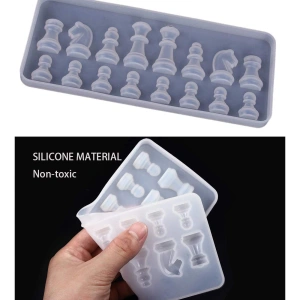 Forma prajituri cu 16 piese sah, awwaline, alba, silicon, ideala pentru bomboane, biscuiti sau proiecte DIY - Img 2