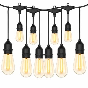 Ghirlanda Luminoasa Decorativa, awwaline, Neagra, Alimentare la Priza, Becuri LED Lumina Calda, Interconectabila, 2W/bec, 3000K, IP65, ideala pentru Interior/Exterior/Gradina