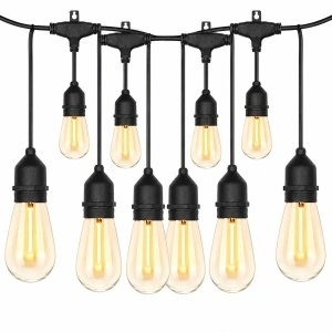 Ghirlanda Luminoasa Decorativa, awwaline, Neagra, Alimentare la Priza, Becuri LED Lumina Calda, Interconectabila, 2W/bec, 3000K, IP65, ideala pentru Interior/Exterior/Gradina