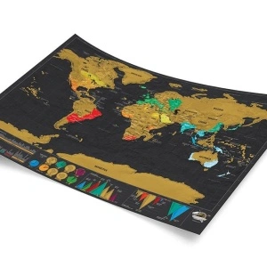 Harta razuibila World Map, Model Deluxe Large 59,4 x 82,5cm, tub si accesorii de razuit cadou - Img 2