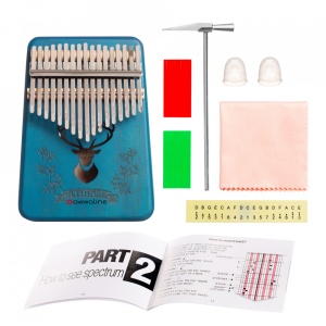 Kalimba, instrument muzical cu 17 Note, awwaline, lemn albastru, model cerb - Img 3