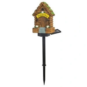 Lampa solara de gradina, awwaline, multicolor, model casuta din povesti AW-02, Senzor de lumina, IP65 impermeabil, 45 x 7 cm