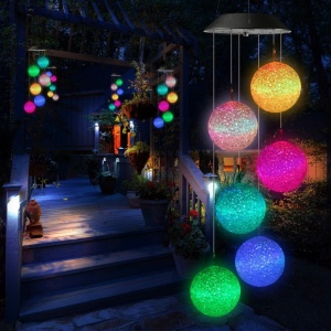Lampa solara LED tip clopotei de vant, awwaline, multicolor, 6 globuri, impermeabil, incarcare solara - Img 4