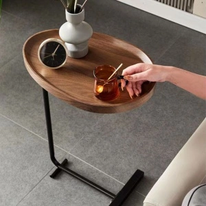 Masuta cafea ovala, awwaline, lemn, maro, C-Shaped, 45 x 30 x 60 cm - Img 2
