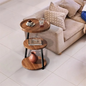 Masuta cafea rotunda, awwaline, lemn, maro, 3 nivele, 62 x 38 cm - Img 2