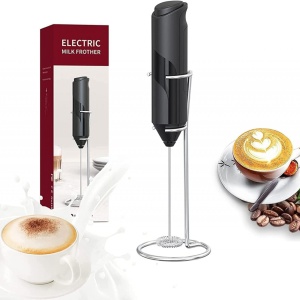 Mixer spuma de lapte, awwaline, negru, cu stand vertical, ideal pentru cappuccino, caffe latte, ciocolata calda - Img 2