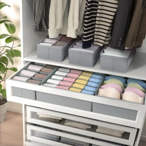 Organizator haine 8 compartimente, awwaline, gri, 16 x 32 x 10 cm, ideal pentru sosete, lenjerie intima, curele sau cravate - Img 6