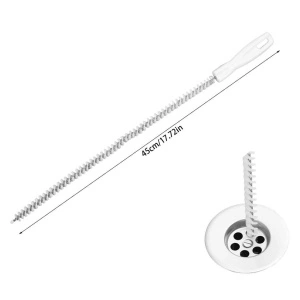 Perie desfundare scurgere, awwaline, alba, plastic si sarma, reutilizabila, 45 cm, ideala pentru chiuveta, cada, scoate usor firele de par - Img 6