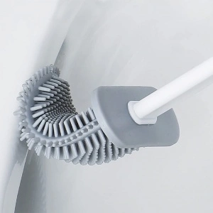 Perie WC din Silcon pentru Vasul de Toaleta, awwaline®, alba, cu Suport Autoadeziv pe Perete si Cap Flexibil - Img 8