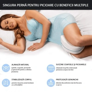 Perna pentru genunchi, din spuma cu memorie, husa inclusa, restabileste alinierea naturala a corpului