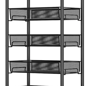 Raft metalic slim cu 5 nivele, awwaline, negru, multifunctional, rotativ 360°, 45 x 27 x 105 cm