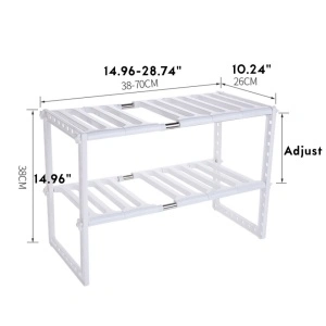 Raft organizator extensibil cu 2 etaje, awwaline, alb, 38-70 x 26 x 38 cm, ideal pentru spatiul de sub chiuveta - Img 8