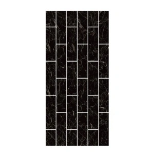 Set 10 x tapet autoadeziv decorativ, awwaline, negru, model marmura, spuma moale, lavabil, adeziv puternic, usor de montat, suprafata acoperire 1.8 mp, 30x60 cm
