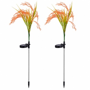 Set 2 lampi solare de gradina, awwaline, Galben/Verde, model Spic de Grau, Senzor de lumina, IP65 impermeabil