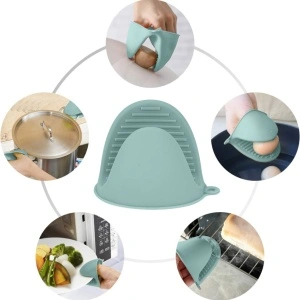 Set 2 manusi protectie pentru cuptor din silicon, awwaline, verde, 10 x 8 cm - Img 2