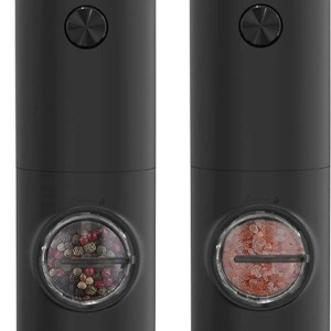 Set 2 rasnite electrice sare si piper, awwaline, negre, Indicator LED, Grosime reglabila