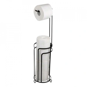 Set 2 suporturi hartie igienica cu depozitare, awwaline, negru, metal, 15 x 65 cm - Img 5