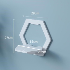 Set 3 etajere de perete hexagon, awwaline, albe, PVC, 29 cm x 27 cm, cu suport depozitare - Img 8