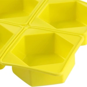 Set 4 forme silicon, awwaline, hexagon, galben, ideale pentru briose, prajituri, oua, proiecte DIY, ceara, lumanari, sapun, rezistente la temperaturi -40 pana la 250 grade - Img 2