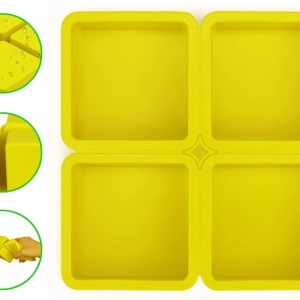 Set 4 forme silicon, awwaline, patrate, galben, ideale pentru briose, prajituri, oua, proiecte DIY, ceara, lumanari, sapun, rezistente la temperaturi -40 pana la 250 grade - Img 6