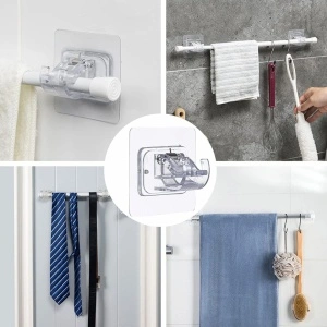 Set 4 suporturi multifunctionale de fixare cu adeziv acrilic, awwaline, transparente, ideale pentru agatat si suspendat obiecte - Img 6