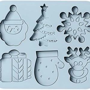 Set 6 forme silicon de Craciun, awwaline, albastru, ideale pentru ciocolata, bomboane, turta dulce, produse patiserie - Img 2