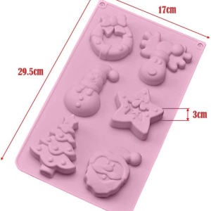 Set 6 forme silicon de Craciun, awwaline, roz deschis, ideale pentru ciocolata, bomboane, turta dulce, produse patiserie - Img 5