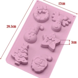 Set 6 forme silicon de Craciun, awwaline, roz deschis, ideale pentru ciocolata, bomboane, turta dulce, produse patiserie - Img 5