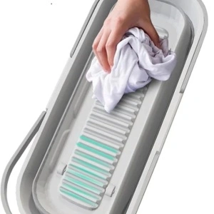 Set mop rotativ cu 4 rezerve microfibra si lighean pliabil 10l, awwaline, Alb/Gri, usor de depozitat si curatat - Img 7