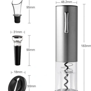 Set tirbuson electric si accesorii vin, awwaline, argintiu, 4 piese, incarcare USB - Img 5