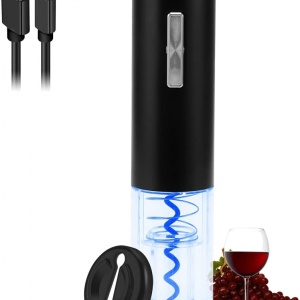 Set tirbuson electric USB si accesoriu taiere sigiliu, awwaline, negru - Img 2